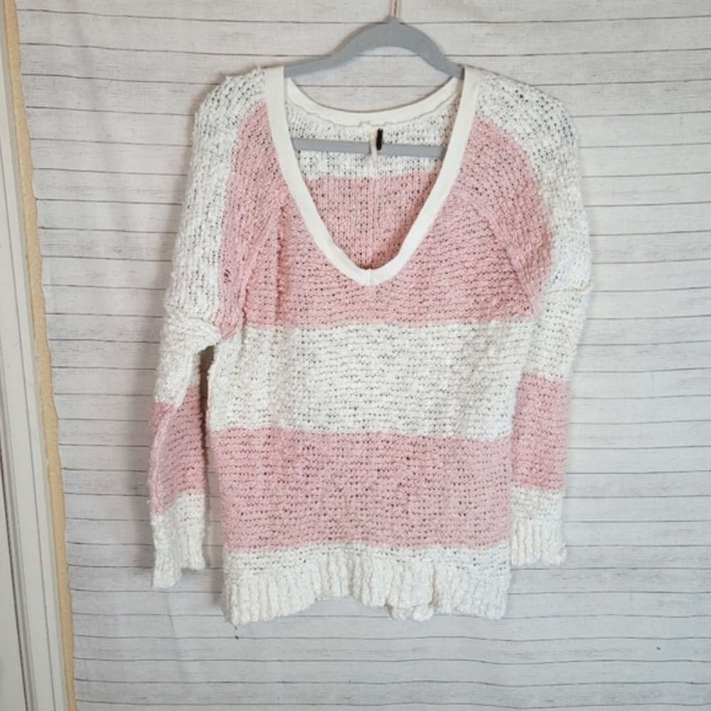 FREE PEOPLE RUGBY STRIPE PULLOVER, SZ SMALL